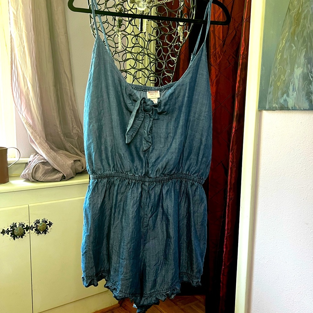 Tie-Knot Denim Romper